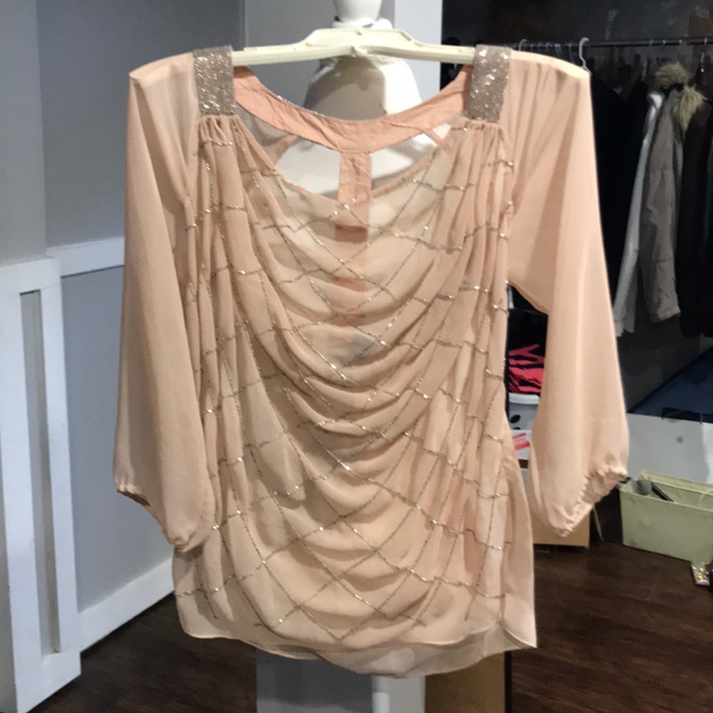 BKE Embellished Sheer Boutique Top - Size Small - NWT